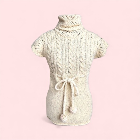 NWOT Anthropologie Cream Cable Knit Cowl Neck Sweater - Picture 6 of 12